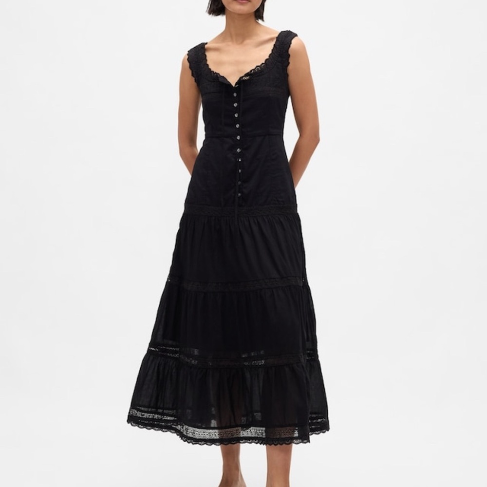 Gap Lace Trim Tiered Maxi Dress